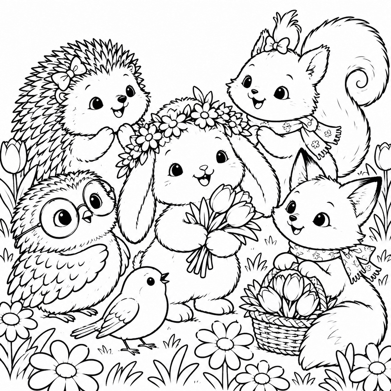 Page 1: bunny in a flower crown