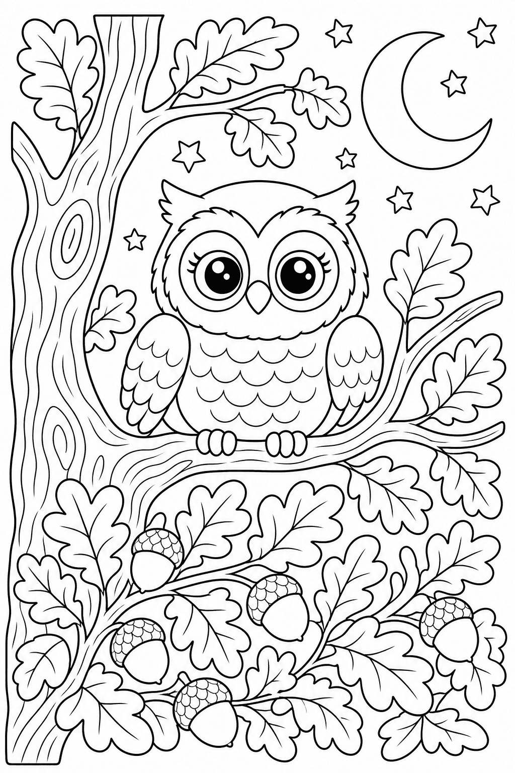 Owl on a branch line art