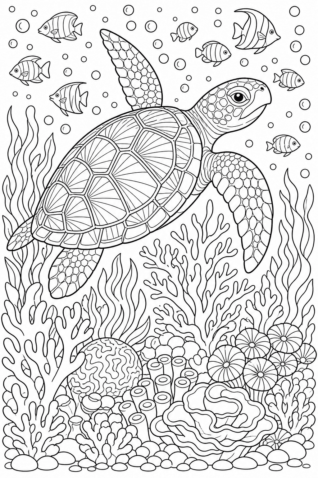 Sea turtle line art